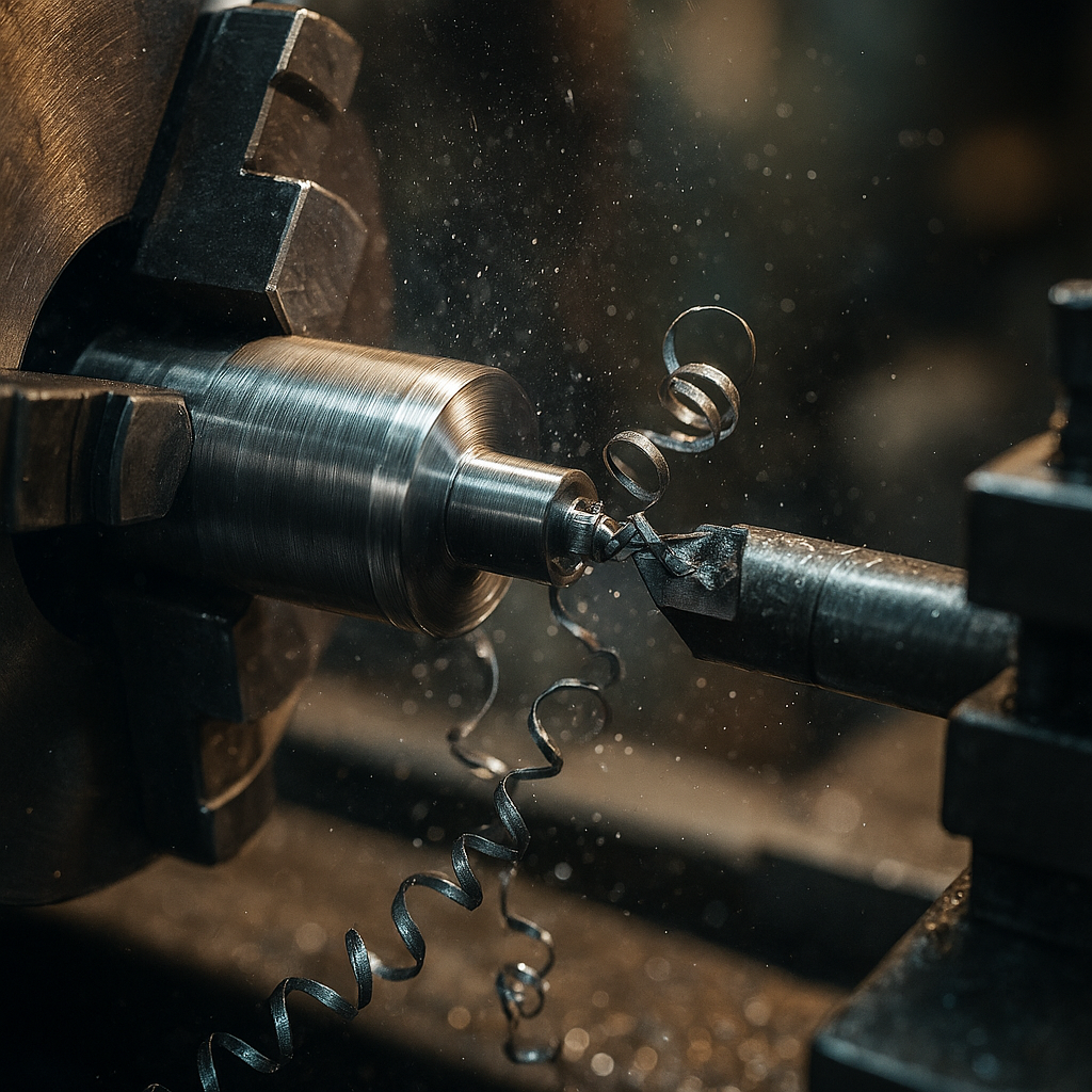 Usinage d'une pièce cylindrique en acier sur tour